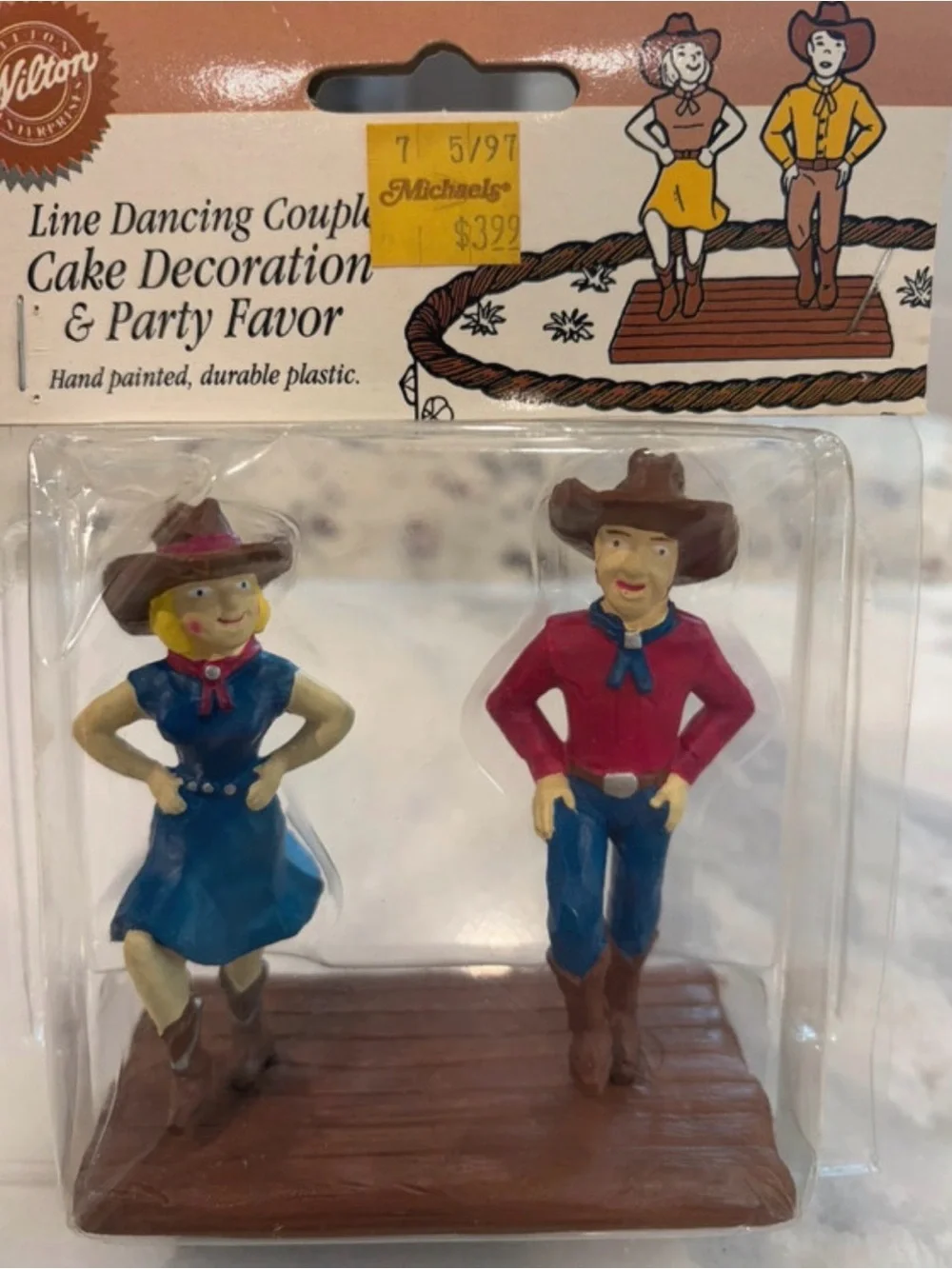Vtg 95 Wilton Country Western Line Dancing Couple cake topper Stock No. 2113-360